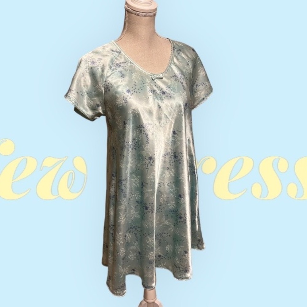 Night gown, sateen aqua design , sz 8 - Picture 3 of 6